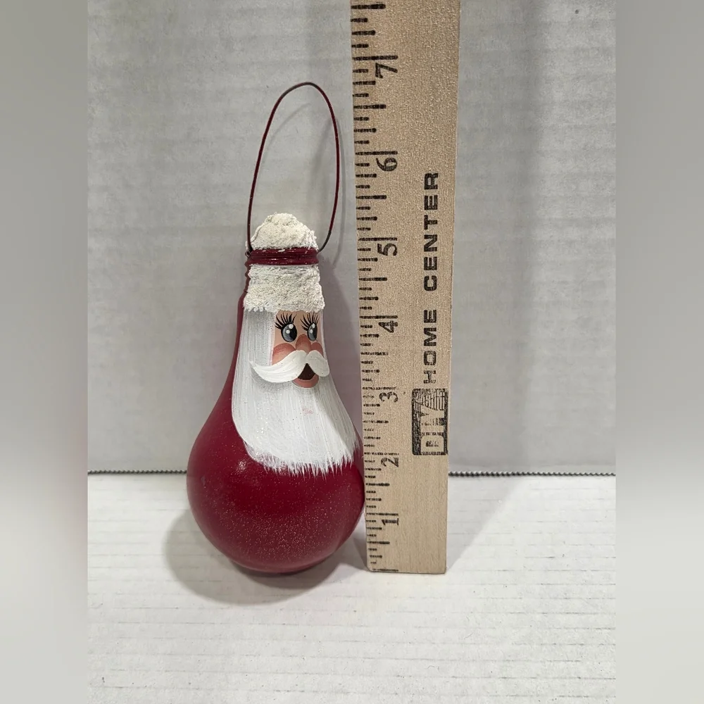 Vintage Handpainted Painted Santa Light Bulb Ornament